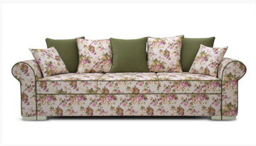 Прямой диван Ameli (Arcadia rose+shaggy green+glance bone) в Магадане