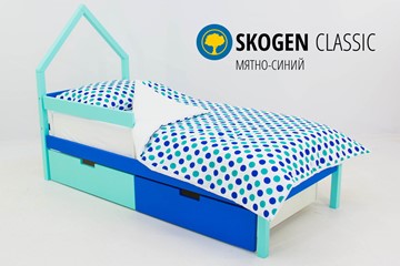 Кровать-домик детская мини Skogen мятно-синий в Магадане