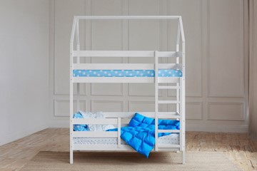 Детская двухъярусная кровать Домик, цвет белый в Магадане