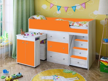 Детская кровать-шкаф Малыш 1600, корпус Винтерберг, фасад Оранжевый в Магадане