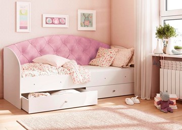 Односпальная детская кровать ТМК Эльза без бортика, Розовый (латы) в Магадане