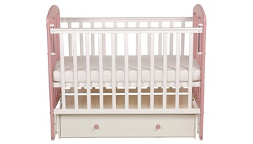 Детская кровать для девочки Polini kids Simple 328, белый-розовый в Магадане