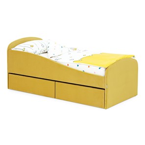 Односпальная детская кровать с ящиками Letmo 190х80 горчичный (велюр) в Магадане