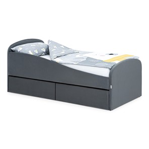 Мягкая кровать с ящиками Letmo 190х80 графит (велюр) в Магадане