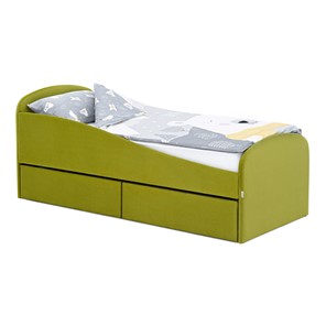 Мягкая кровать с ящиками Letmo 190х80 оливковый (велюр) в Магадане