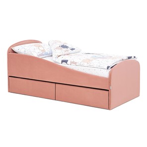 1-спальная детская кровать с ящиками Letmo 190х80 пудровый (велюр) в Магадане