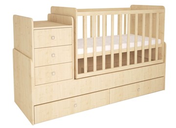 Кровать для новорожденных с комодом POLINI Kids Simple 1100 Натуральный в Магадане