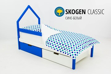 Кровать-домик в детскую мини Skogen сине-белый в Магадане