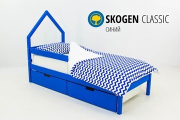 Кровать-домик детская мини Skogen синия в Магадане