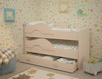 Детская кровать для девочки Радуга 1.6 с ящиком, цвет Млечный дуб в Магадане