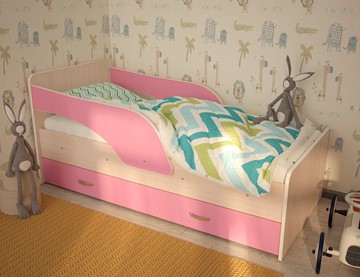 Детская кровать Максимка, корпус Млечный дуб, фасад Розовый в Магадане