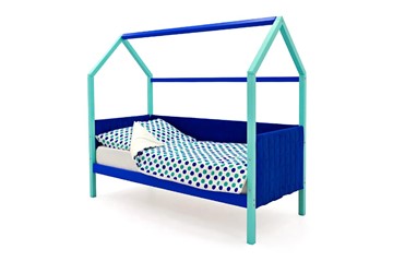Кровать-домик в детскую Svogen, мятный-синий мягкая в Магадане