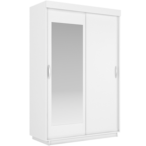 Шкаф 2-дверный Е1 Лайт (ДСП/Зеркало) 800х595х2120, Белый Снег в Магадане