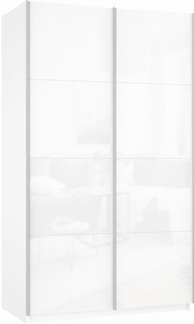 Шкаф 2-х створчатый Прайм (Белое стекло/Белое стекло) 1200x570x2300, белый снег в Магадане