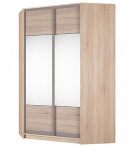 Шкаф угловой Аларти (YA-230х1400(602) (2) Вар. 5; двери D3+D3), с зеркалом и ящиками в Магадане