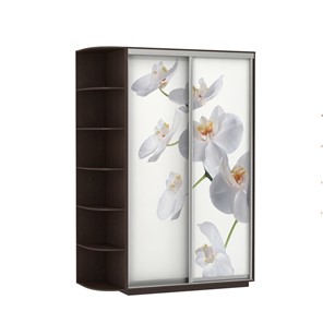 Шкаф 2-х створчатый Экспресс 1500x600x2200, со стеллажом, Орхидея белая/венге в Магадане