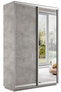 Шкаф 2-х дверный Экспресс (ДСП/Зеркало) 1400х450х2200, бетон в Магадане