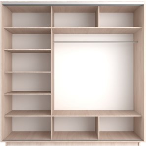 Шкаф 3-створчатый Экспресс (ДСП/Зеркало/ДСП), 1800х600х2400, дуб молочный в Магадане - предосмотр 2