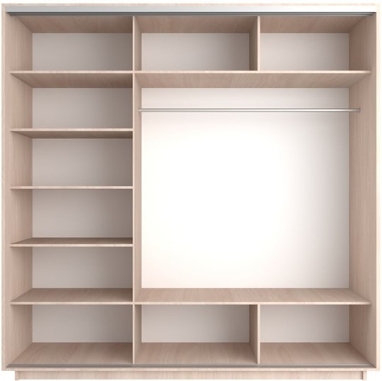 Шкаф 3-створчатый Экспресс (ДСП/Зеркало/ДСП), 1800х600х2400, дуб молочный в Магадане - изображение 2