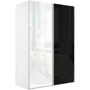 Шкаф 2-дверный Эста (Стекло белое/Стекло черное) 2000x660x2400, белый снег в Магадане