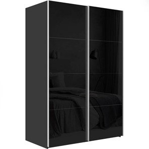 Шкаф 2-дверный Эста (Стекло черное/Стекло черное) 1800x660x2200, серый диамант в Магадане