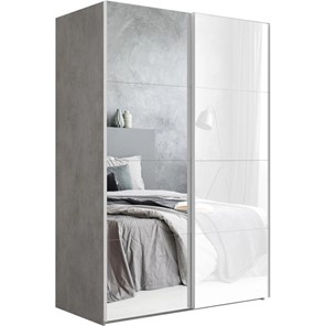 Шкаф 2-дверный Эста (Зеркало/Стекло белое) 1800x660x2400, бетон в Магадане
