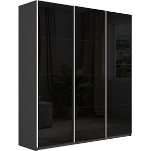Шкаф 3-створчатый Е1 Широкий Прайм (Черное стекло) 2400x570x2300,  Серый диамант в Магадане