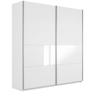 Шкаф 2-х створчатый Широкий Прайм (ДСП / Белое стекло) 2200x570x2300, Белый снег в Магадане