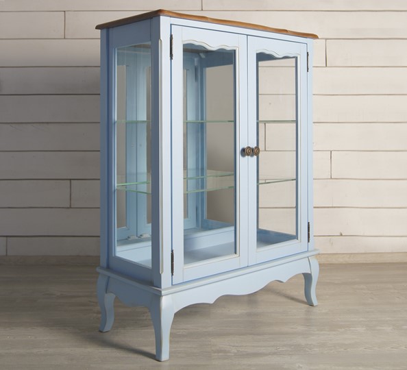 Шкаф со стеклянными дверцами Leontina для посуды (ST9318B) Голубой в Магадане - изображение 3