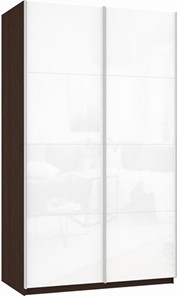 Шкаф 2-х створчатый Прайм (Белое стекло/Белое стекло) 1600x570x2300, венге в Магадане