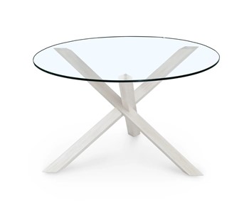 Круглый стол Оникс-3, Выбеленный дуб/Прозрачное стекло в Магадане