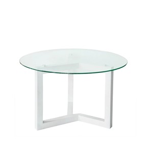 Круглый стол КРОНИД Оникс-8, Выбеленный дуб/Прозрачное стекло в Магадане