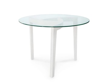 Круглый столик КРОНИД Оникс-1, Выбеленный дуб/Прозрачное стекло в Магадане