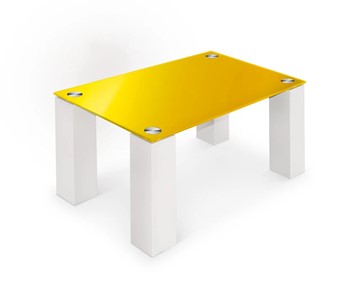 Стеклянный столик Колизей-8, белый/желтое стекло в Магадане