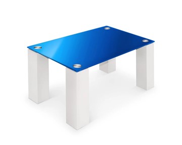Стеклянный столик в зал Колизей-8, белый/синее стекло в Магадане