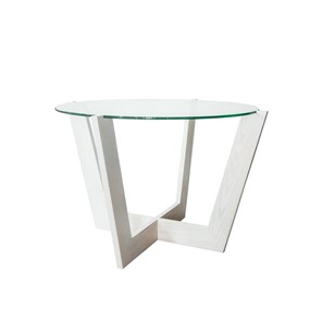 Стеклянный столик в гостиную Оникс-10, Выбеленный дуб/Прозрачное стекло в Магадане
