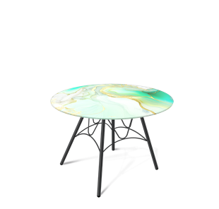 Круглый стол SHT-S100 / SHT-TT32 60 стекло/МДФ (лазурно голубой/черный муар) в Магадане