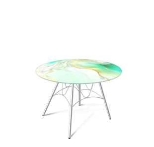 Круглый столик SHT-S100 / SHT-TT32 60 стекло/МДФ (лазурно голубой/хром лак) в Магадане