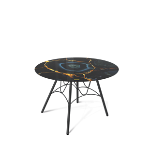 Стол круглый SHT-S100 / SHT-TT32 60 стекло/МДФ (титановый кварц/черный муар) в Магадане