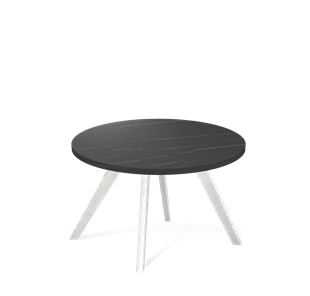 Круглый столик SHT-S39 / SHT-ТT 60 ЛДСП (камень пьетра гриджио черный/белый/патина серебро) в Магадане