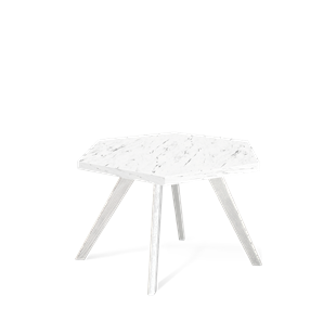 Журнальный столик SHT-S39 / SHT-ТT20 60 ЛДСП (мрамор каррара белый/белый/патина серебро) в Магадане