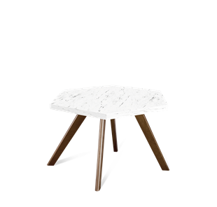 Шестигранный столик SHT-S39 / SHT-ТT20 60 ЛДСП (мрамор каррара белый/темный орех) в Магадане
