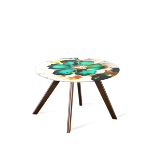 Круглый столик SHT-S39 / SHT-TT32 60 стекло/МДФ (малахитово зеленый/венге) в Магадане