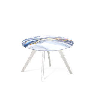 Круглый столик SHT-S39 / SHT-TT32 60 стекло/МДФ (млечный путь/белый/патина серебро) в Магадане