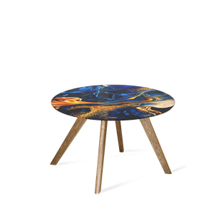 Круглый столик SHT-S39 / SHT-TT32 60 стекло/МДФ (синий сапфир/брашированный коричневый) в Магадане
