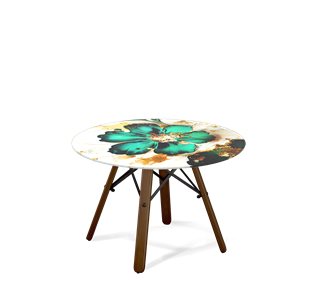 Круглый столик SHT-S70 / SHT-TT32 60 стекло/МДФ (малахитово зеленый/темный орех/черный муар) в Магадане