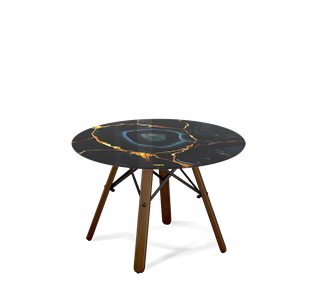 Круглый столик SHT-S70 / SHT-TT32 60 стекло/МДФ (титановый кварц/темный орех/черный муар) в Магадане