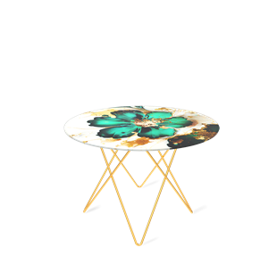 Круглый столик SHT-TU37 / SHT-TT32 60 стекло/МДФ (малахитово зеленый/золото) в Магадане