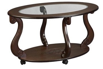 Стеклянный столик в гостиную Овация-С, на колесах, темно-коричневый в Магадане