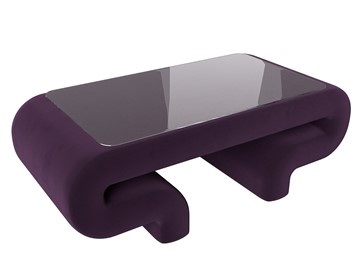 Стеклянный столик в гостиную Волна, фиолетовый (велюр) в Магадане